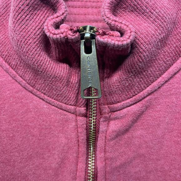 Carhartt Jacket Terra Cotta Pink Mock Neck Zip Sweat Comfy Casual Fall Knit M - Picture 2 of 10